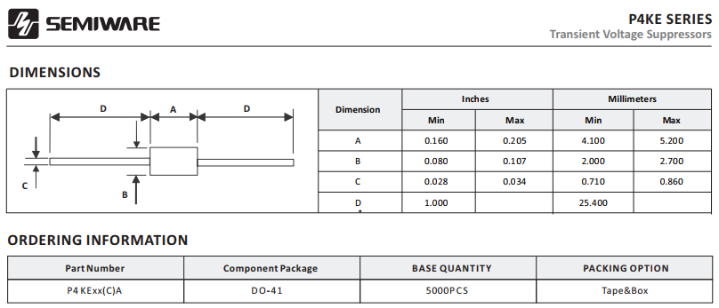 TVS封裝DO-41封裝 TVS封裝DO-41封裝